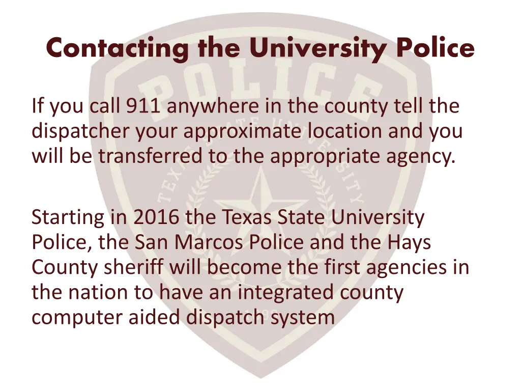 contacting the university police