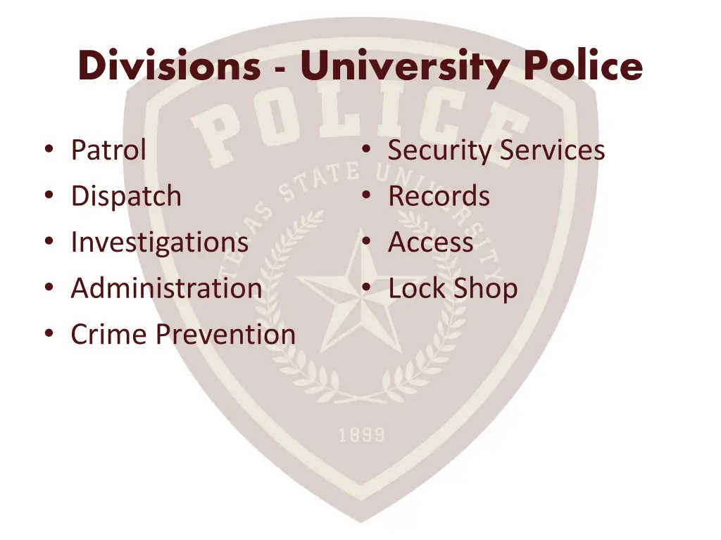 divisions university police