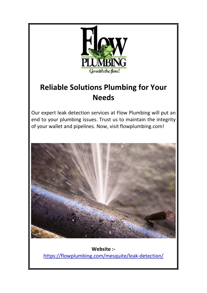 reliable solutions plumbing for your needs