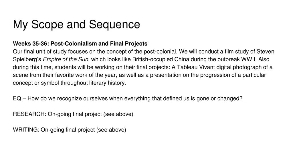 my scope and sequence 11