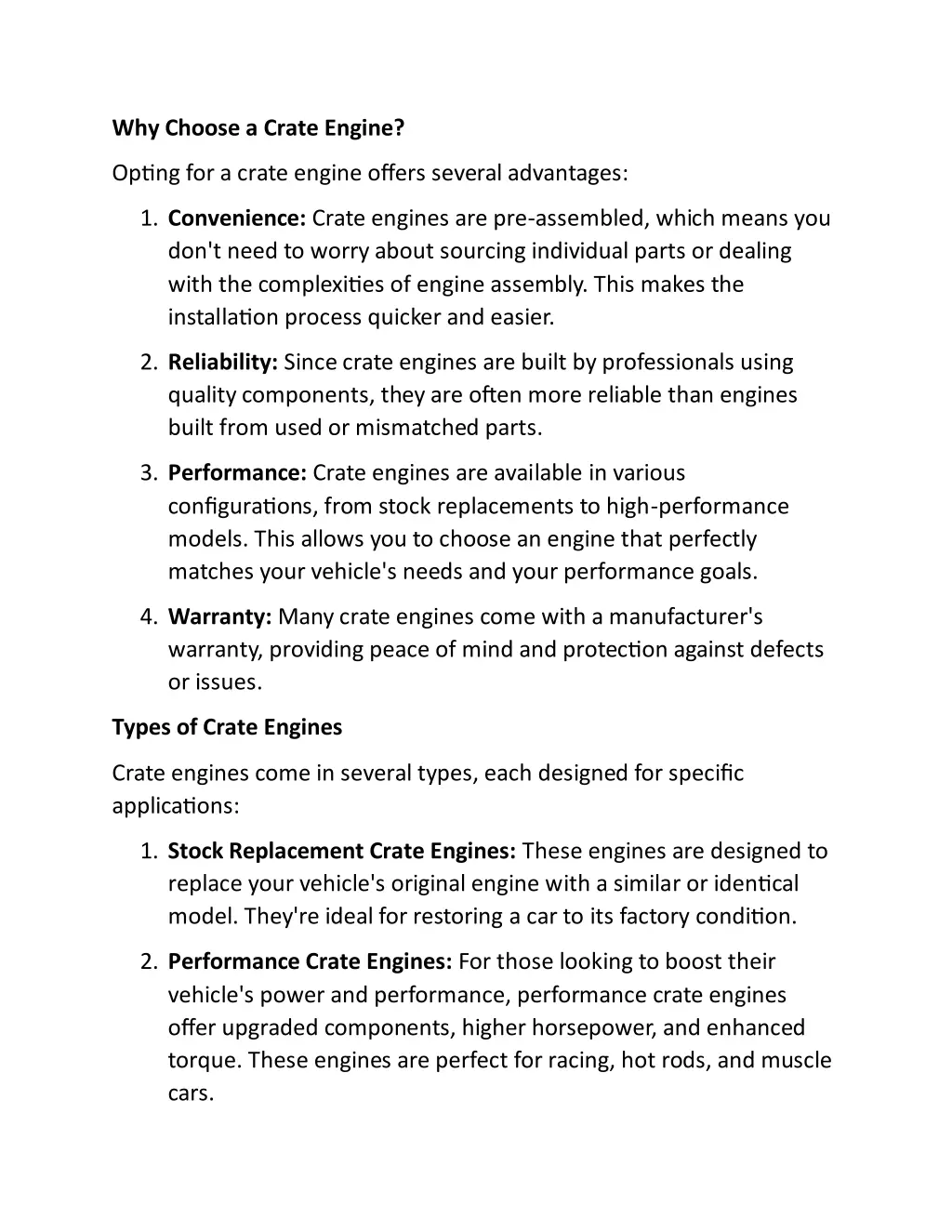 why choose a crate engine