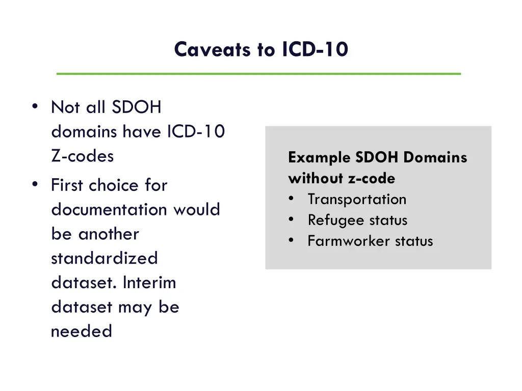 caveats to icd 10