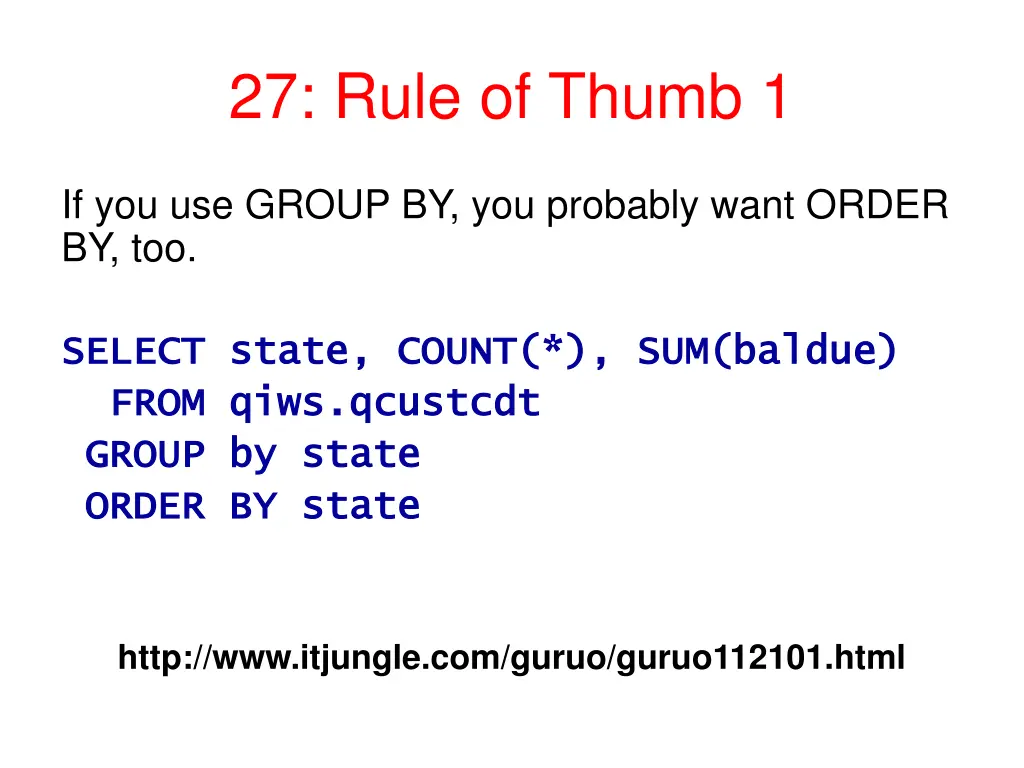 27 rule of thumb 1