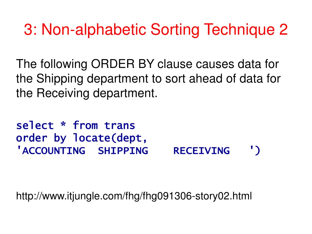 3 non alphabetic sorting technique 2