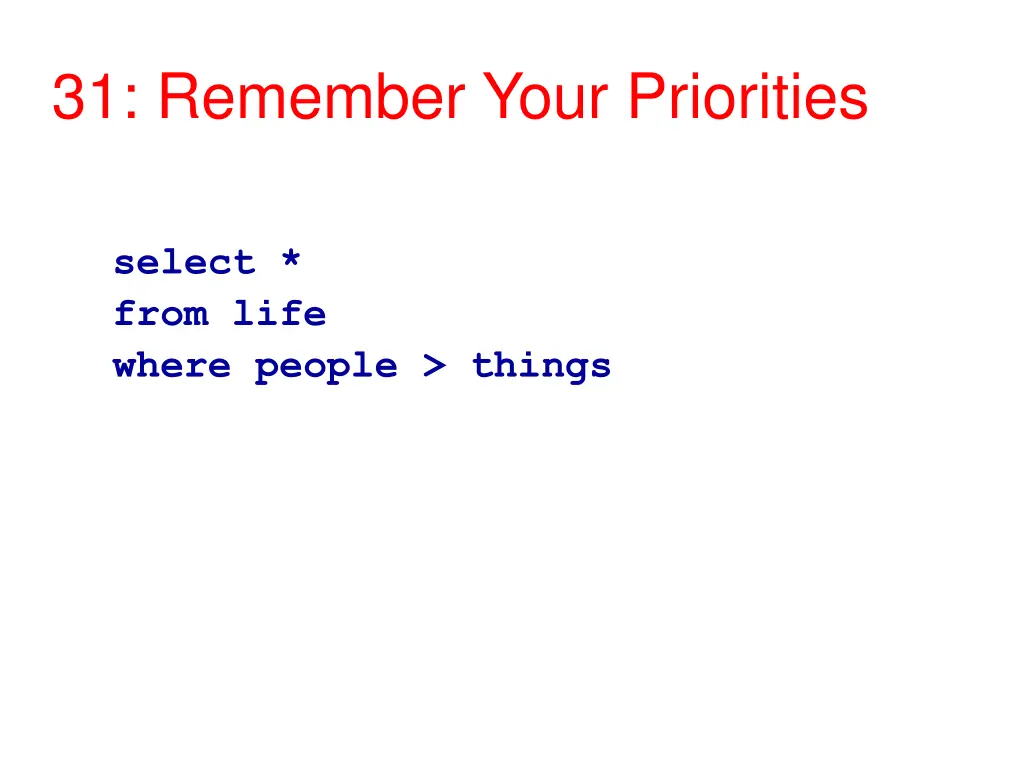 31 remember your priorities