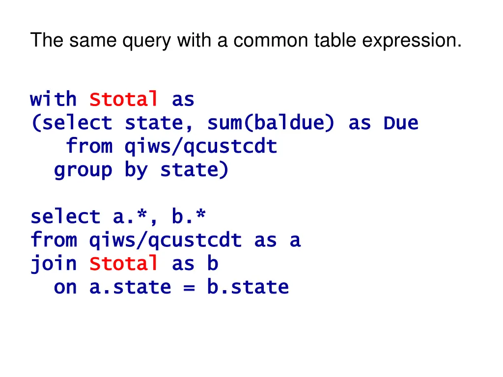 the same query with a common table expression