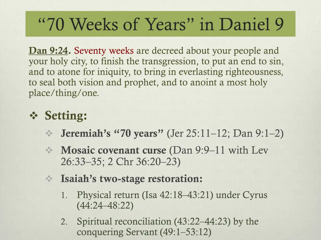 70 weeks of years in daniel 9