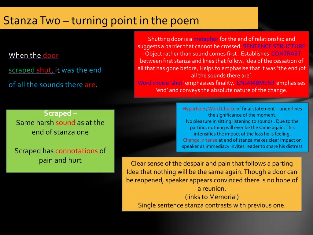 stanza two turning point in the poem