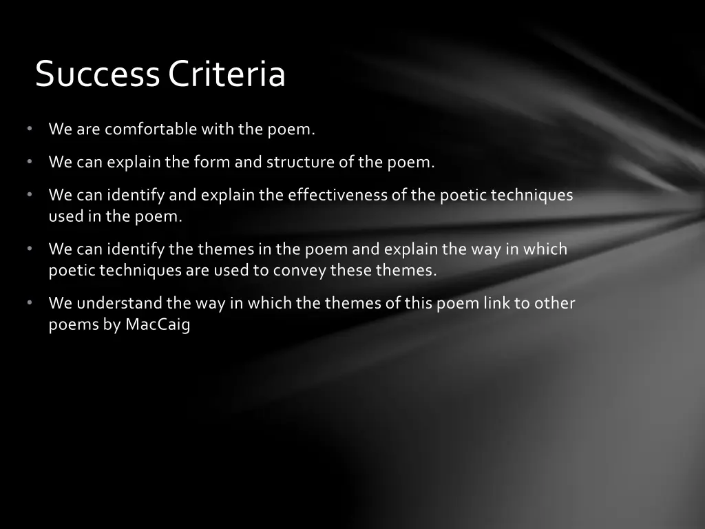 success criteria