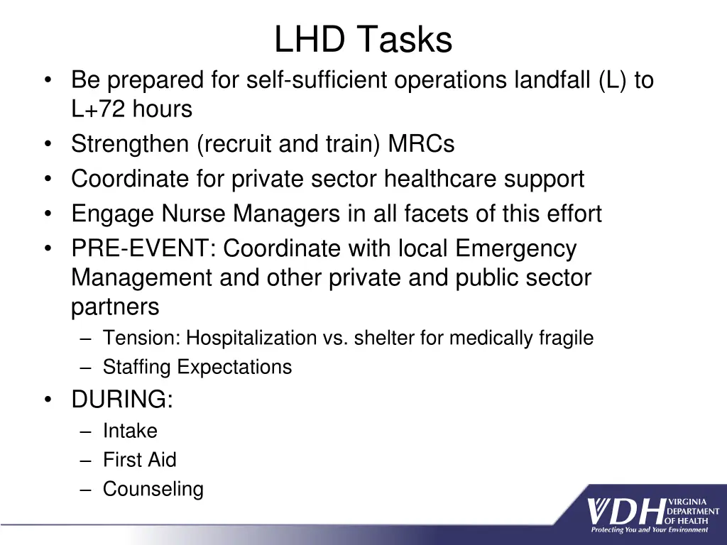 lhd tasks