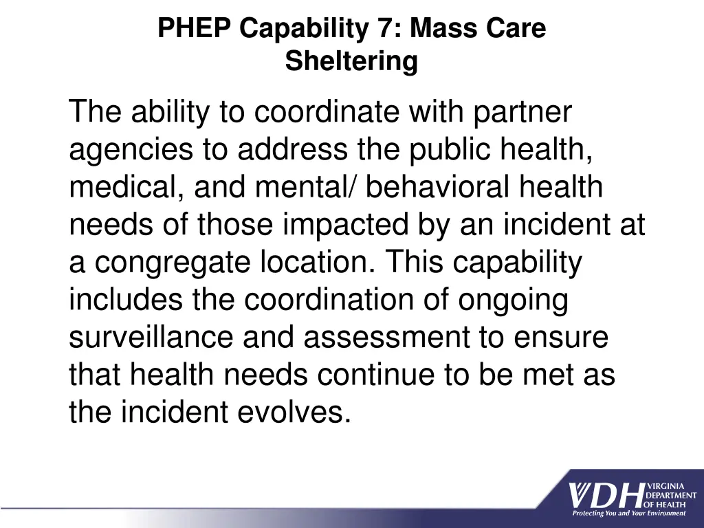 phep capability 7 mass care sheltering