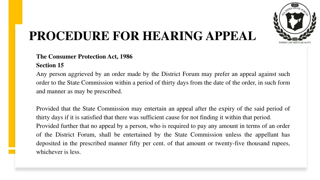 procedure for hearing appeal