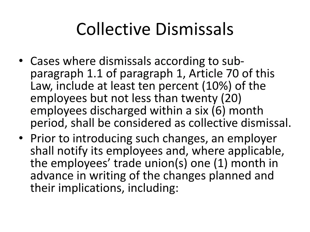 collective dismissals