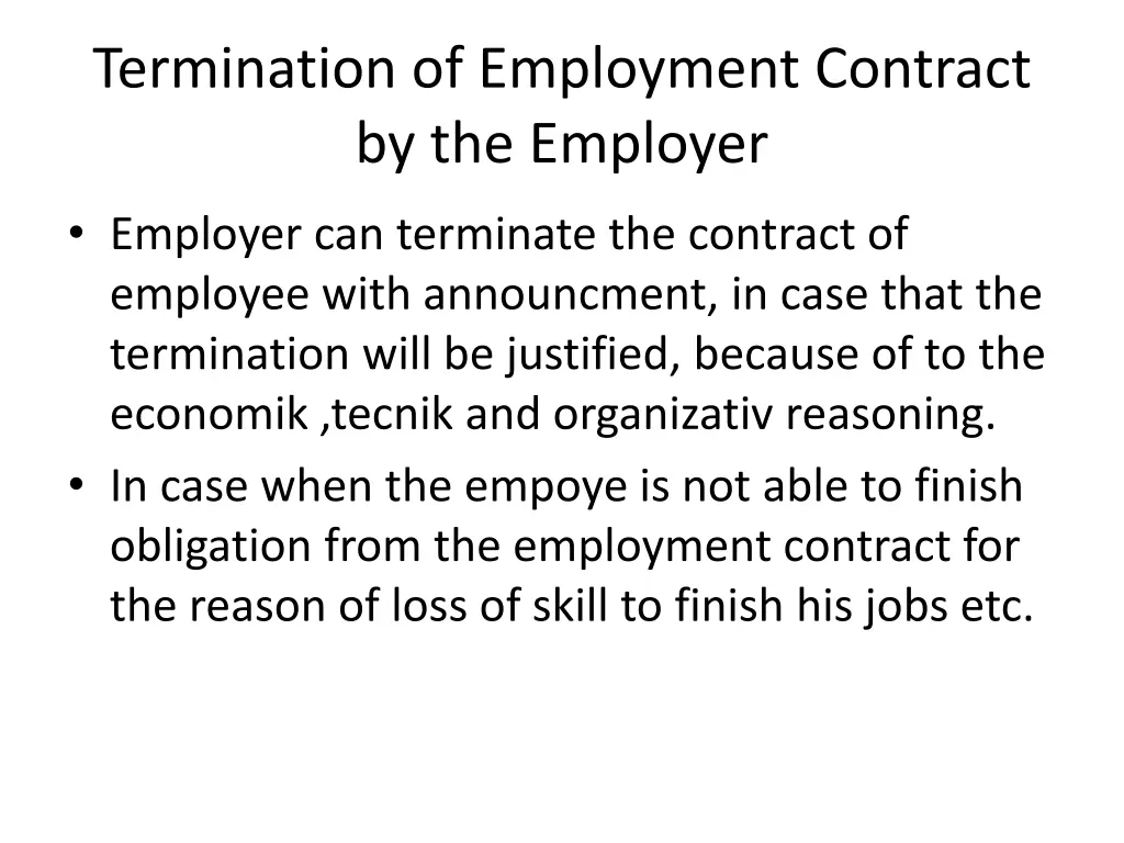 termination of employment contract by the employer