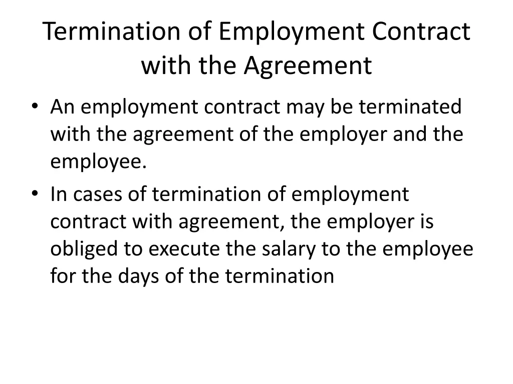 termination of employment contract with