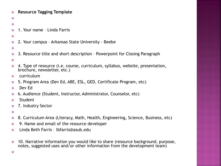 resource tagging template