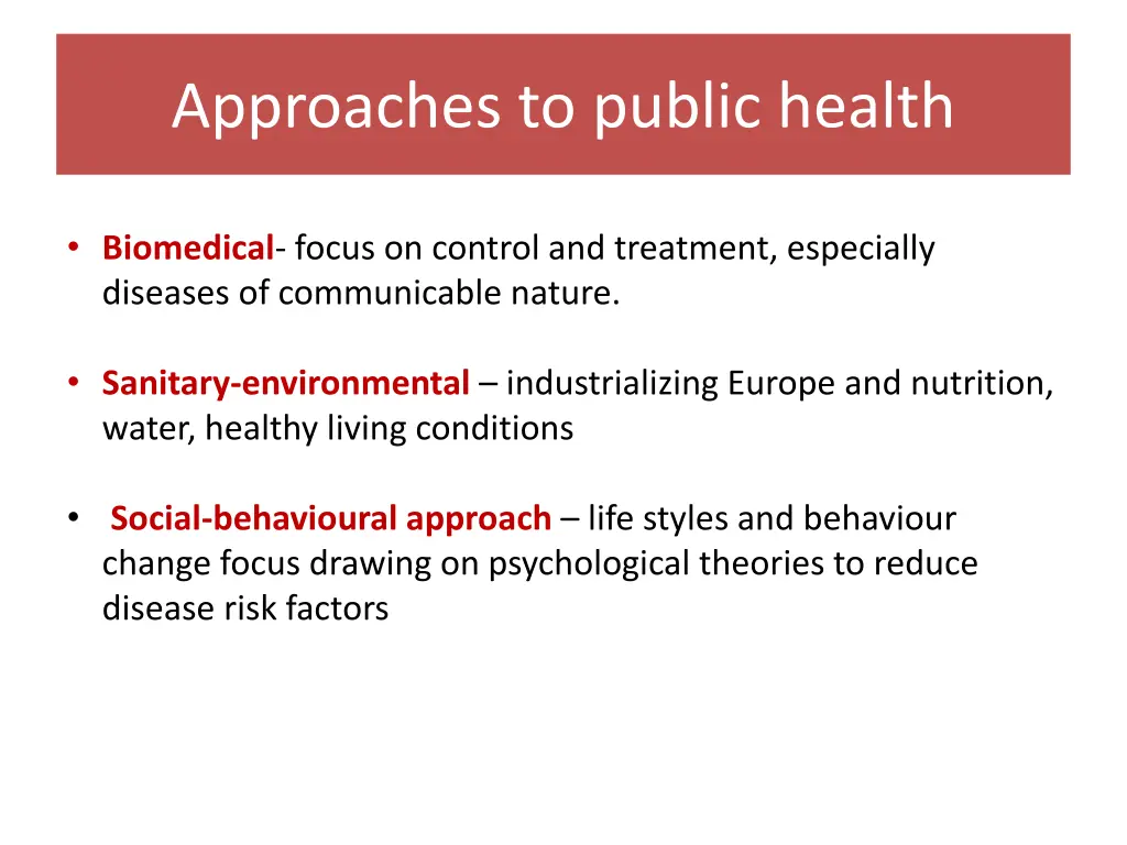 approaches to public health