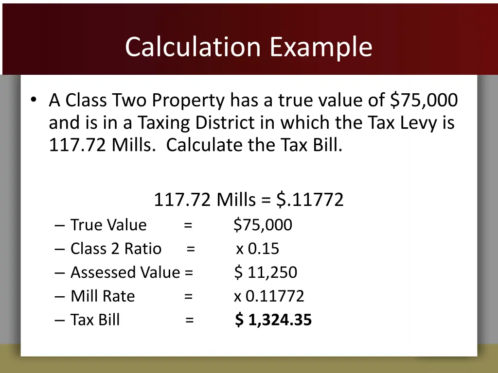 calculation example