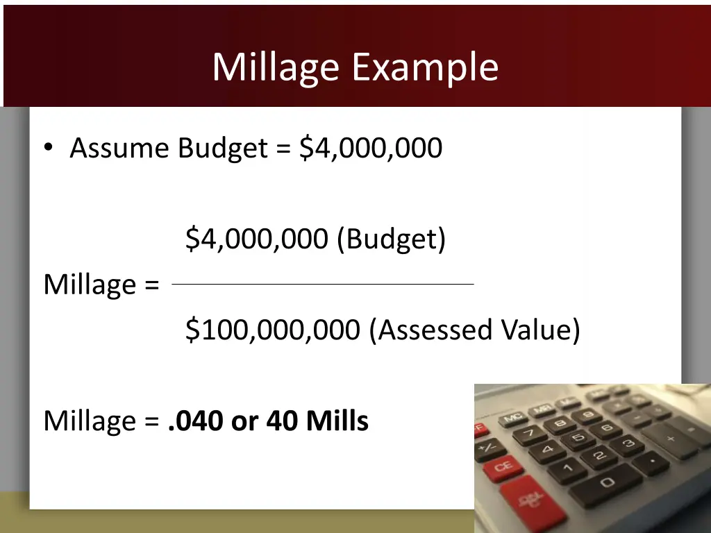 millage example