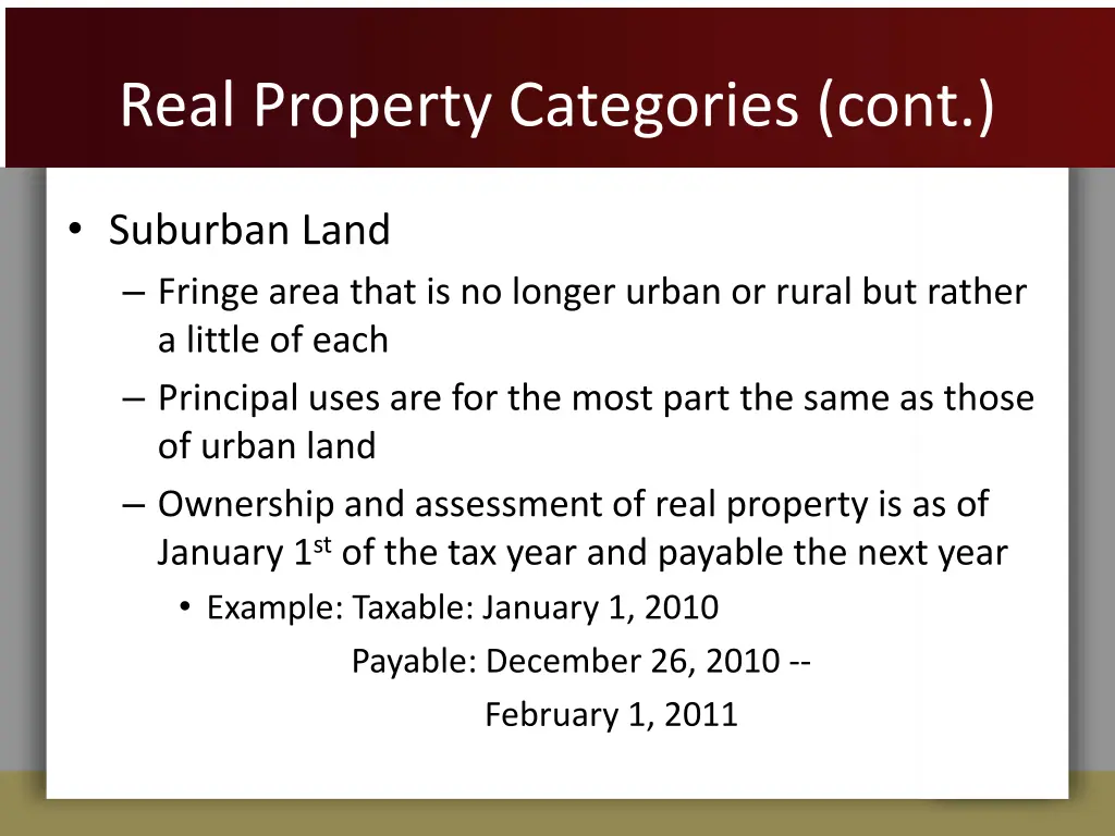 real property categories cont 1