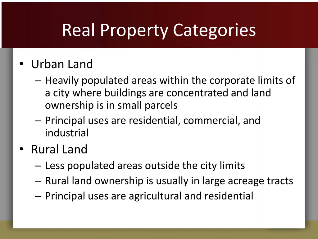 real property categories