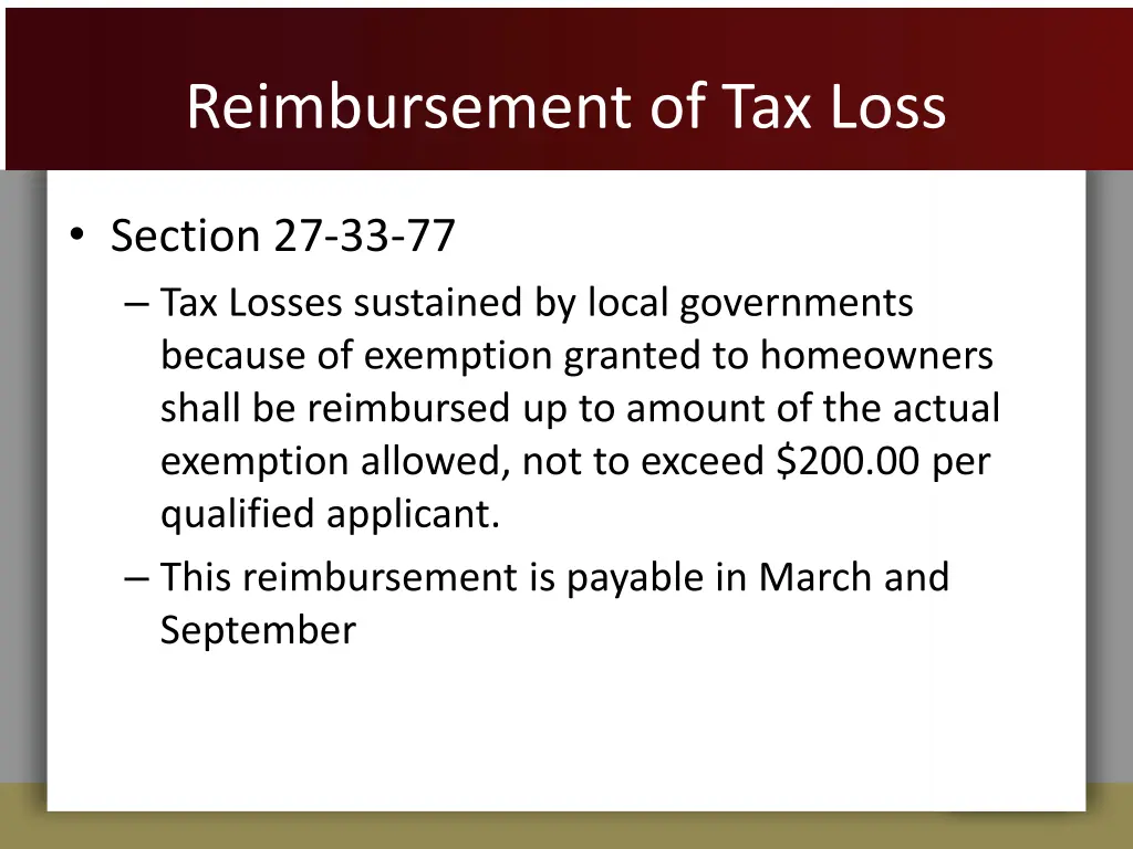 reimbursement of tax loss