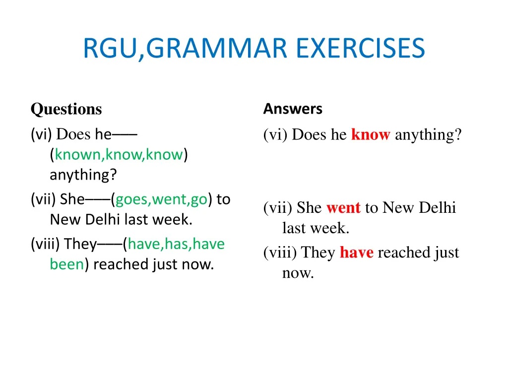 rgu grammar exercises 1