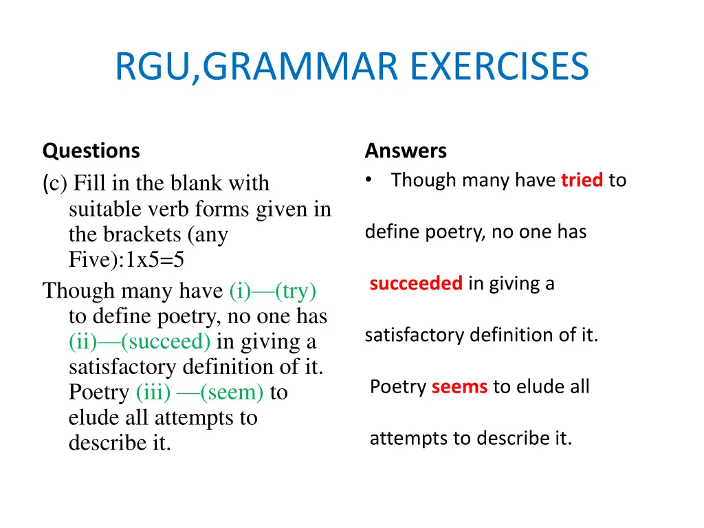 rgu grammar exercises 2