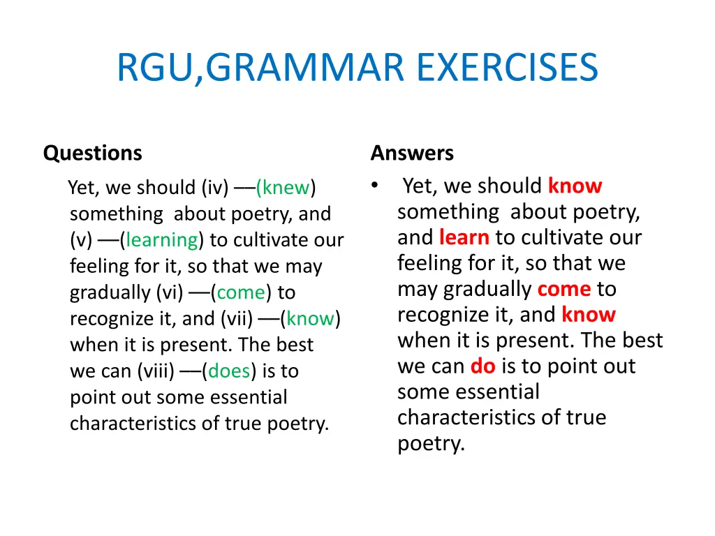 rgu grammar exercises 3