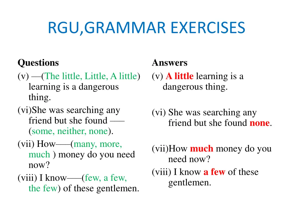 rgu grammar exercises 6