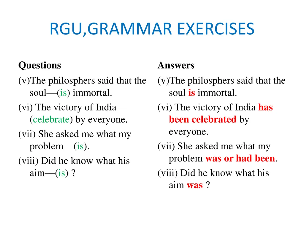 rgu grammar exercises 7