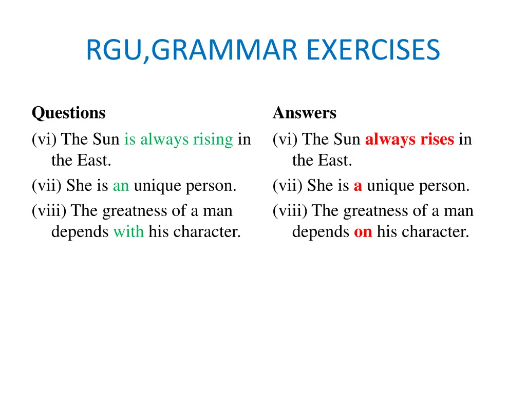 rgu grammar exercises 8