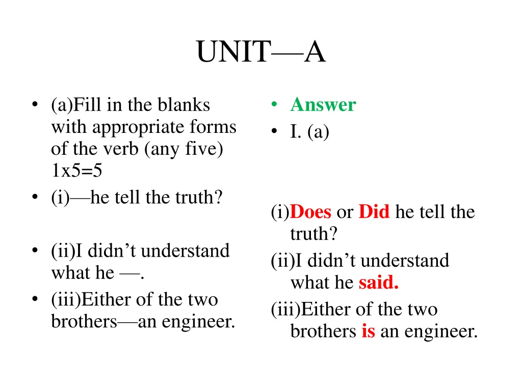 unit a