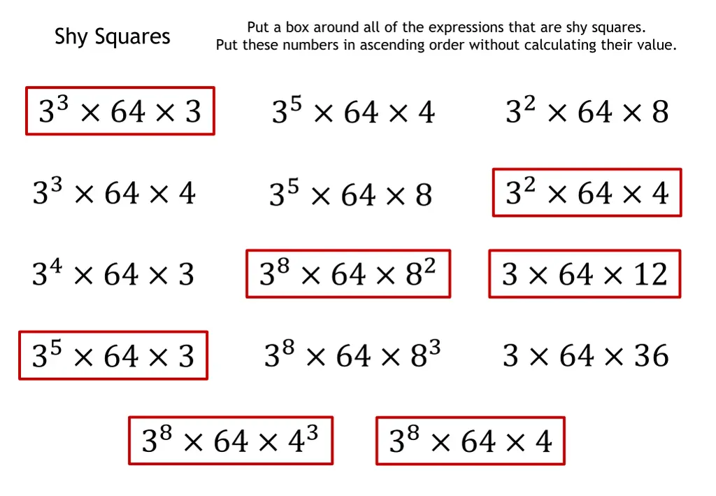 put a box around all of the expressions that 1