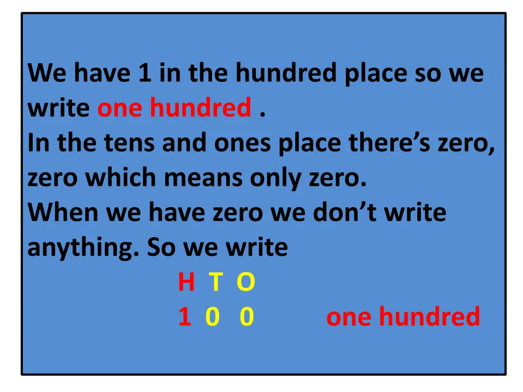 we have 1 in the hundred place so we write