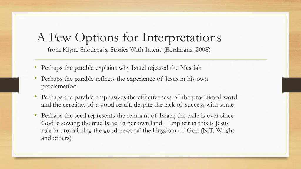 a few options for interpretations from klyne 1