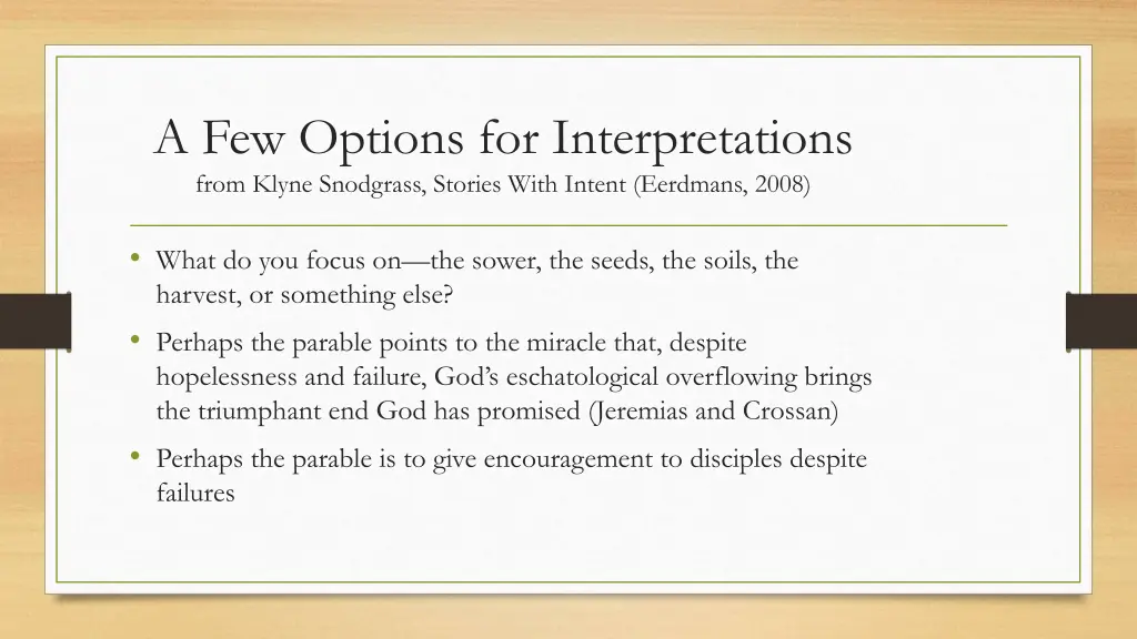 a few options for interpretations from klyne