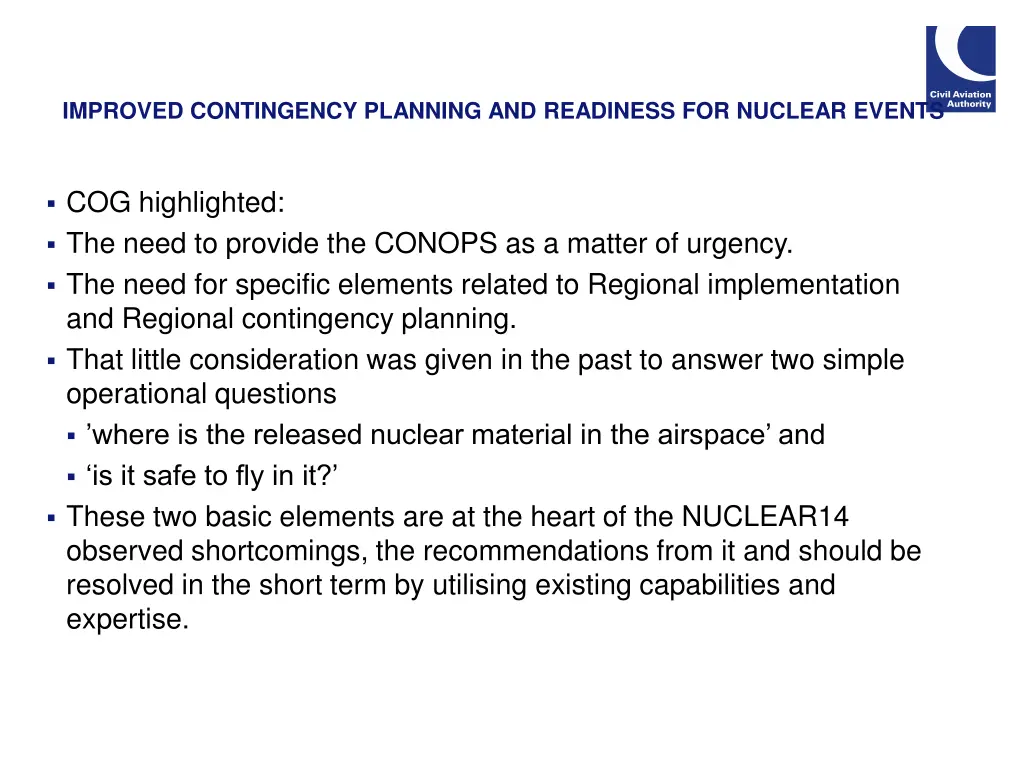 improved contingency planning and readiness 3