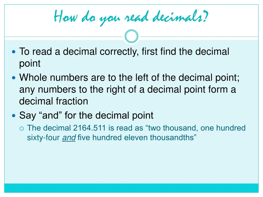 how do you read decimals