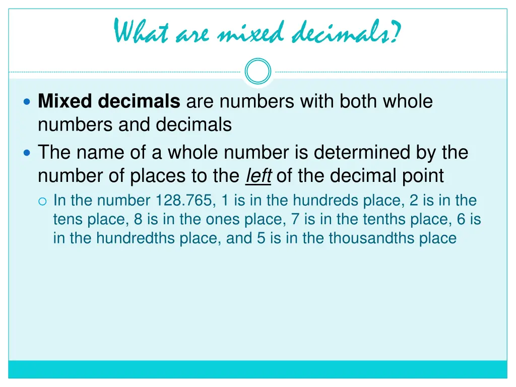 what are mixed decimals