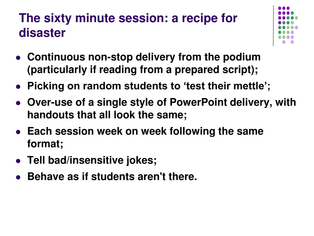 the sixty minute session a recipe for disaster