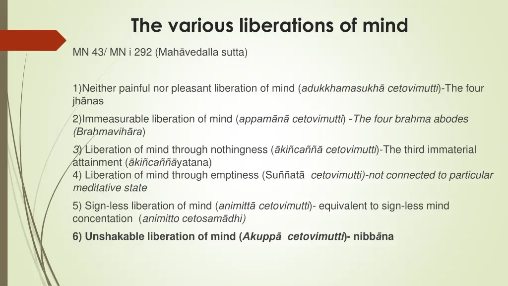 the various liberations of mind