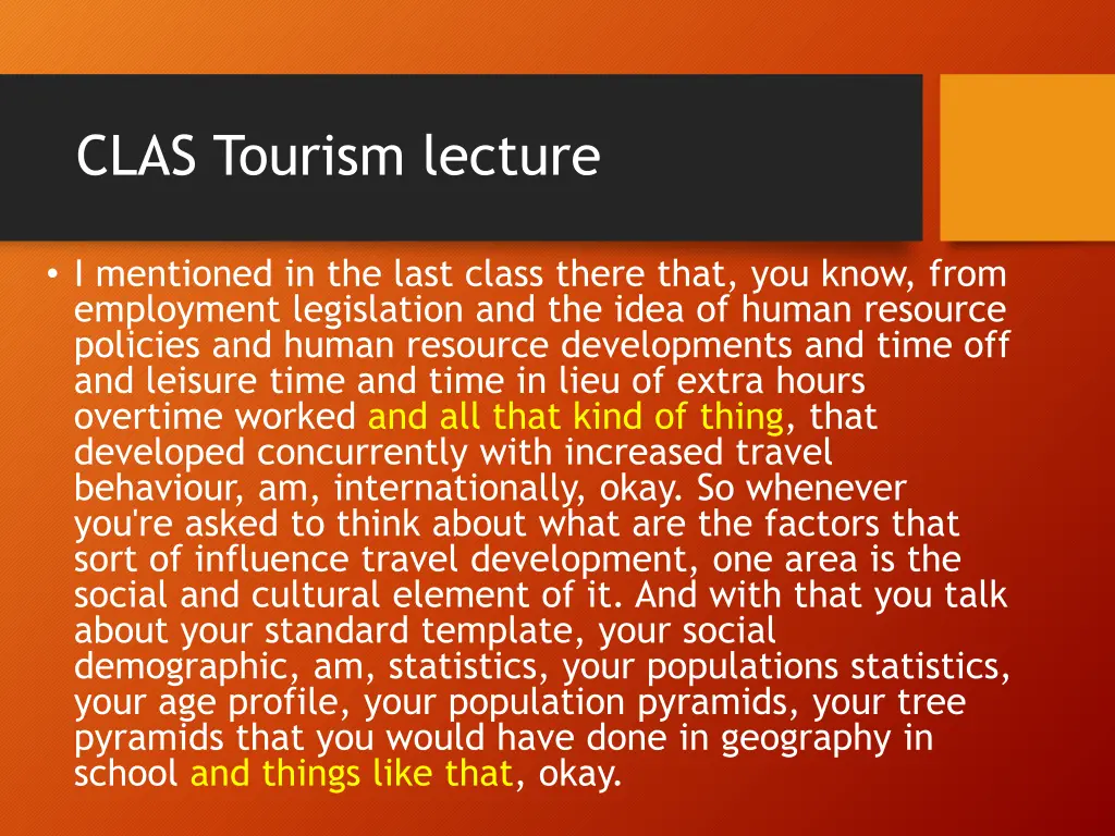 clas tourism lecture