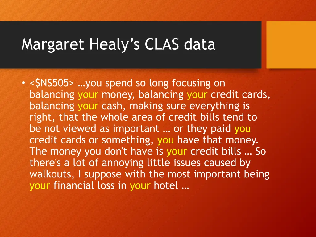 margaret healy s clas data