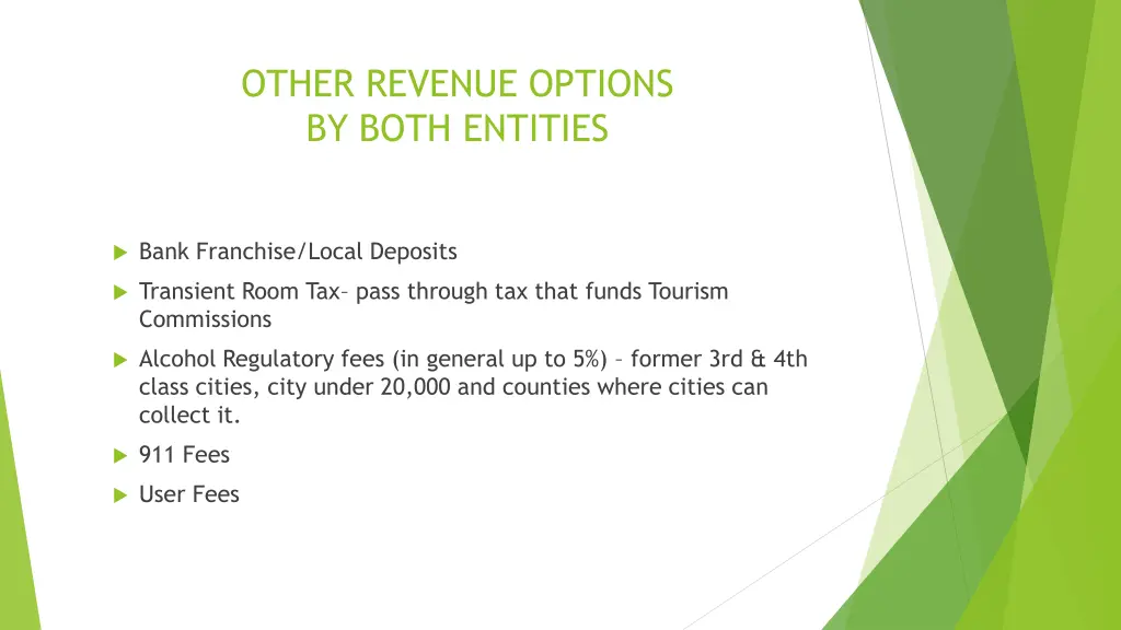 other revenue options by both entities