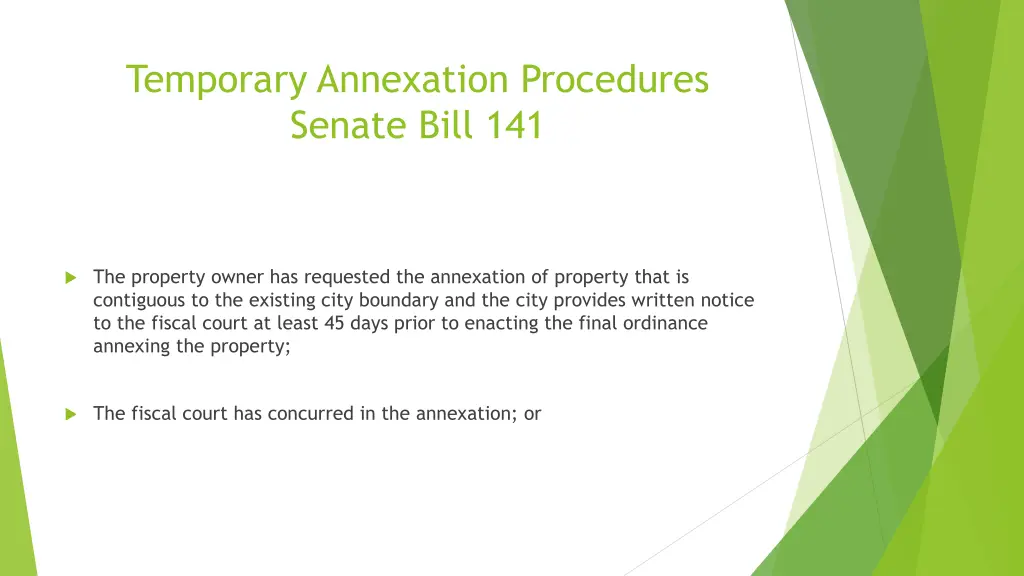 temporary annexation procedures senate bill 141 1