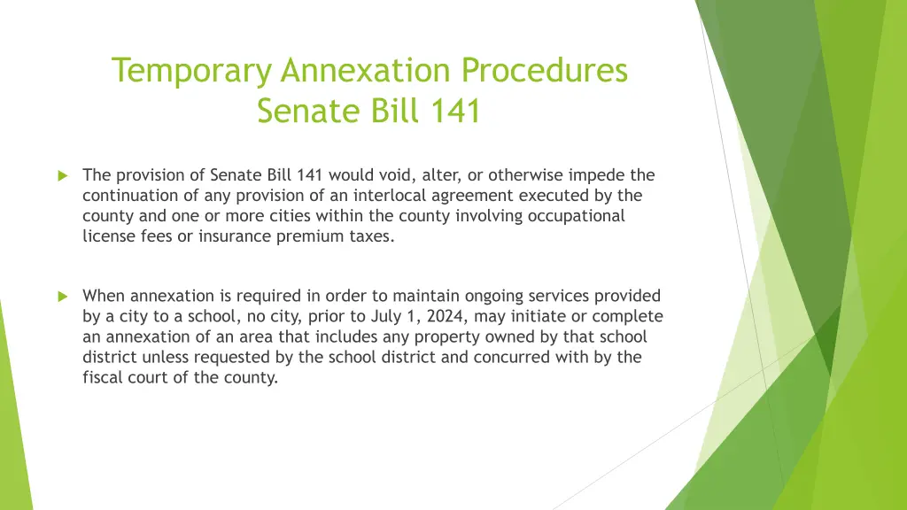 temporary annexation procedures senate bill 141 2