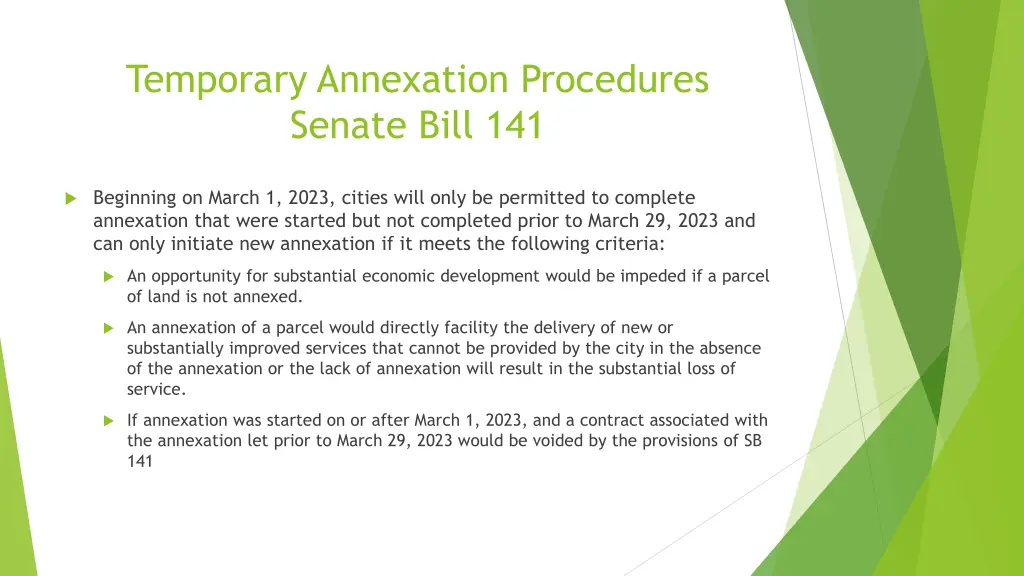 temporary annexation procedures senate bill 141