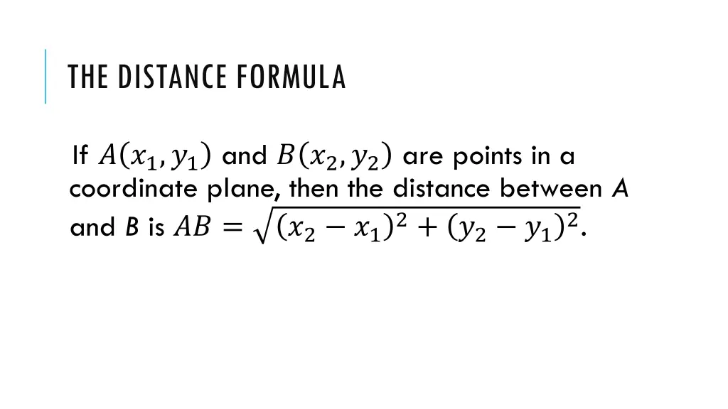 the distance formula