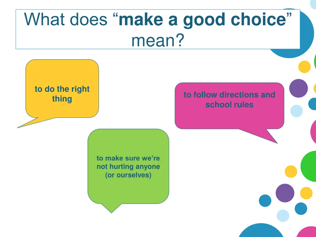 what does make a good choice mean